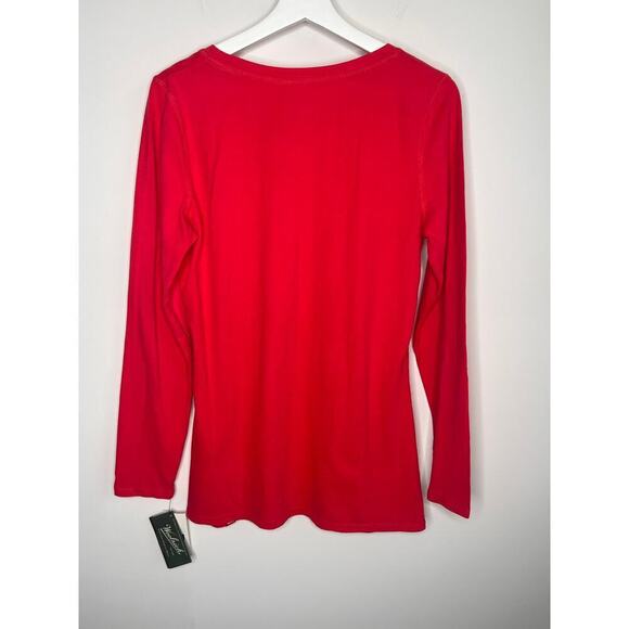 NWT Woolrich Women's The Wooly Scoop Logo Long Sleeve Tee Red Size M - Picture 7 of 8